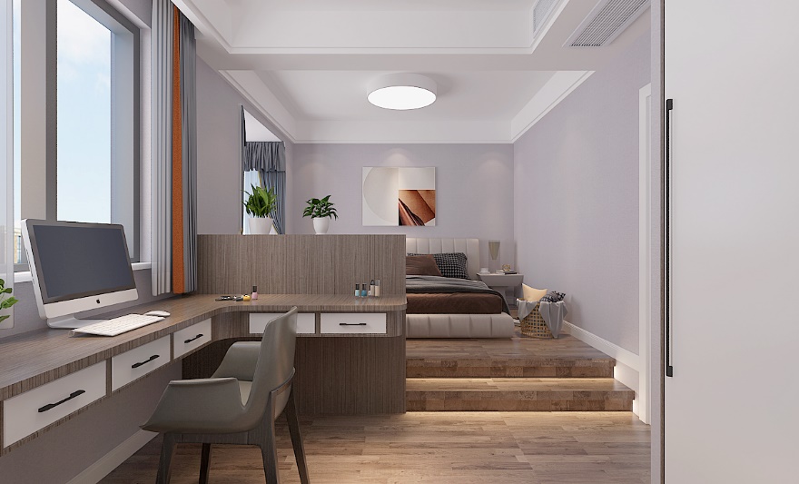 龍湖九里晴川-現(xiàn)代簡(jiǎn)約-臥室設(shè)計(jì)效果圖